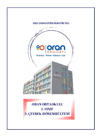 Oran Ortaokulu 5. Sınıf 3. Çeyrek Dönem Bülteni