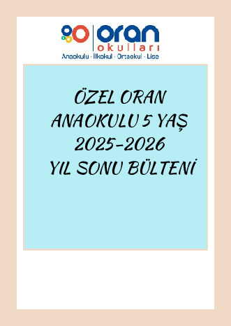 Anaokulu 5 Yaş 2025-2026 Yıl Sonu Bülteni